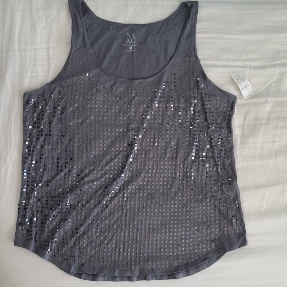 Gray sequined tank top